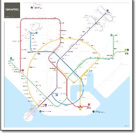 Singapore MRT & LRT train / rail map